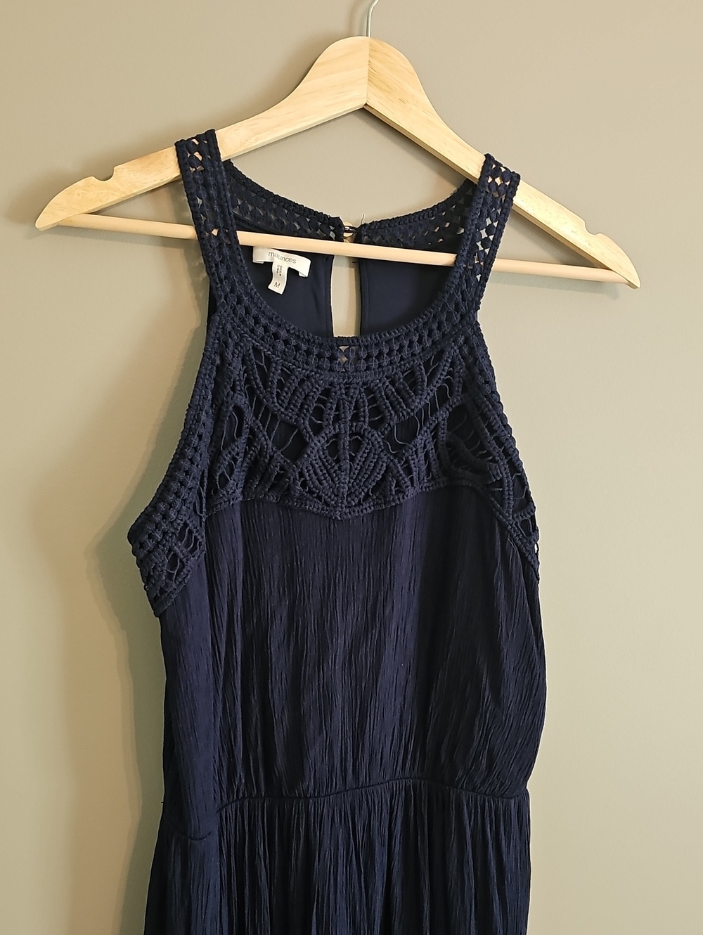 Maurices Navy Crochet Yoke Midi Dress